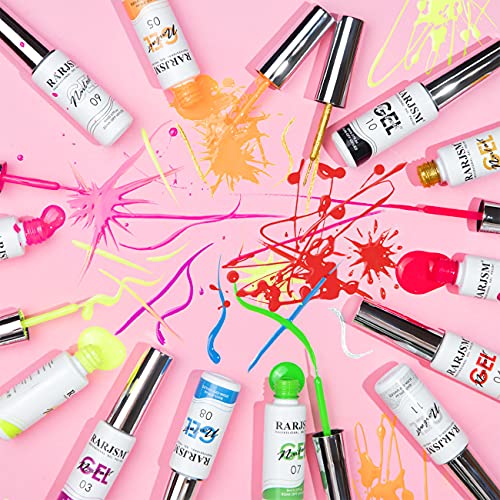 RARJSM Nail Art Gel Liner 12 Color Painted Gel Nail Polish Set and 6pcs Nail Brushes Set with Pen Holder Dotting Painting Design Tools