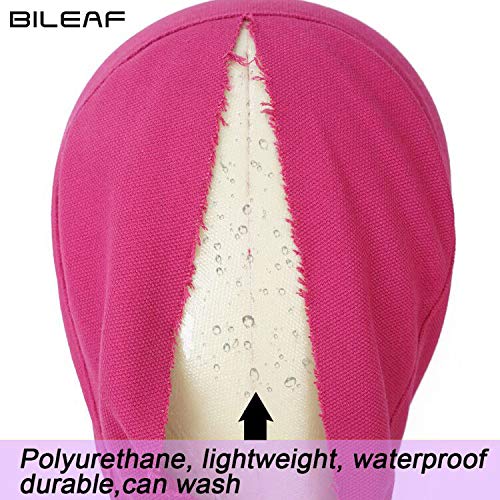 Bileaf 22 Inch Canvas Block Head Mannequin Wig Head With Stand Pink Styling Mannequin Block Head Set Display Mannequin Head with Mount Holes(Rosy Head)