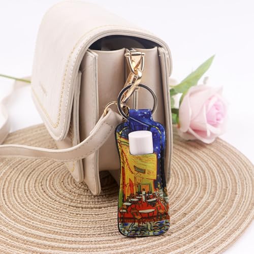 4-Pack Lip Balm Holder Keychain with Elastic Fabric Sleeve