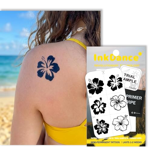 Aloha Noir Hibiscus Semi-Permanent Tattoo Set of 6
