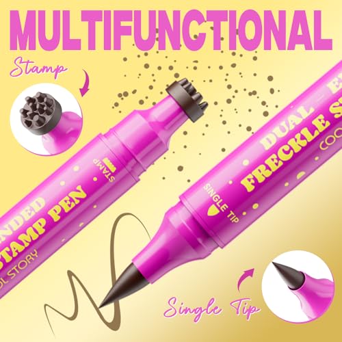 COOL STORY Dual Ended Freckle Stamp Pen - Waterproof Long-Lasting Face Makeup Tool, 4 Natural Shades