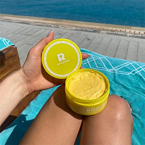 BYROKKO Original Shine Brown Tropical Tanning Cream 150 ml | Moisturizing and Non-Sticky Instant Tanning Jam with Carrot Oil, Cacao & Shea Butter and Vitamin E & B, Yellow