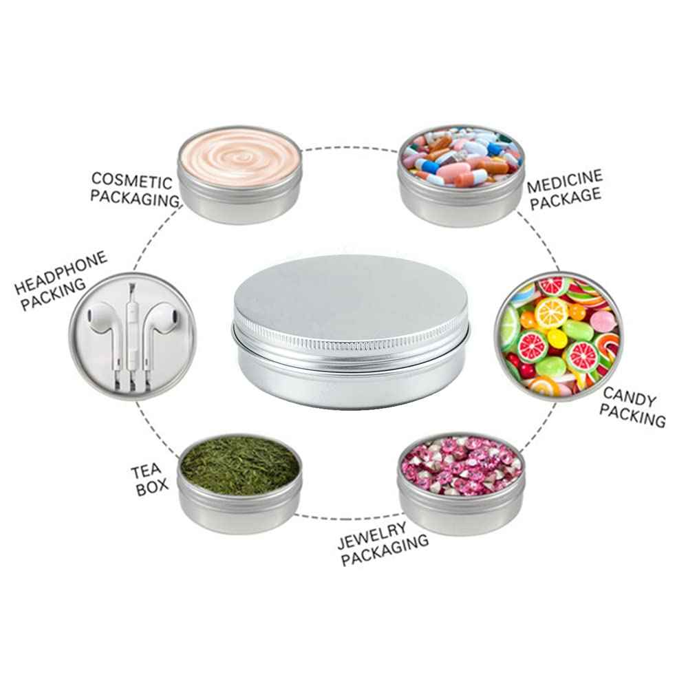 2oz Aluminum Empty Storage Screw-top Tin Jars with Lids, 75PCS Round Candle Cans, Refillable Cosmetic Containers for Lip Balm, Shea Butter, Salves, Silver