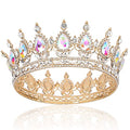 COCIDE Gold Crown for Women Aurora Borealis Crystal Tiara Bridal Hair Accessory