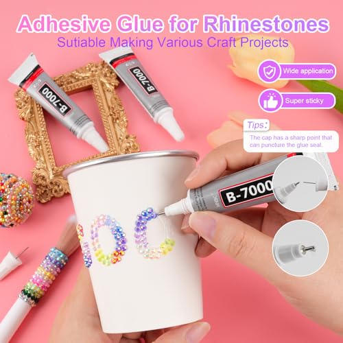 Canvalite 40000 Pcs Multicolor 3mm Rhinestones with B7000 Glue