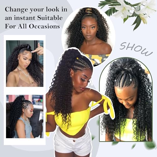 27 Inch Drawstring Ponytail Extension Deep Curly Black