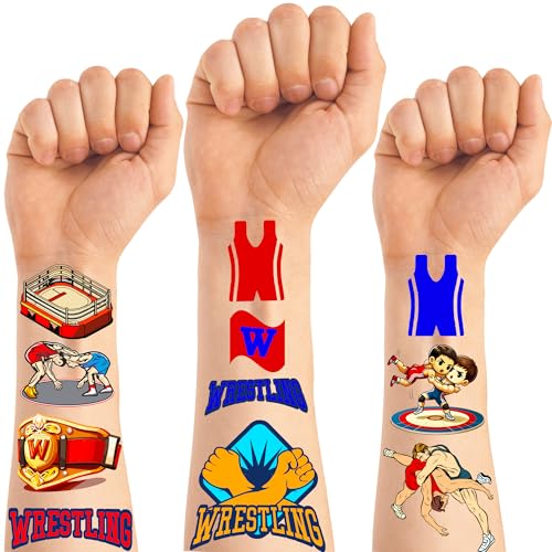 192 Wrestling Temporary Tattoos - 24 Sheets BJJ Theme Party Favors
