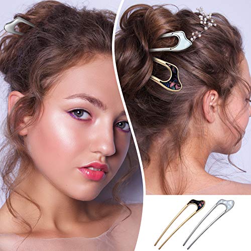 8 Piece U-Shaped French Hair Pins with Cute Patterns
