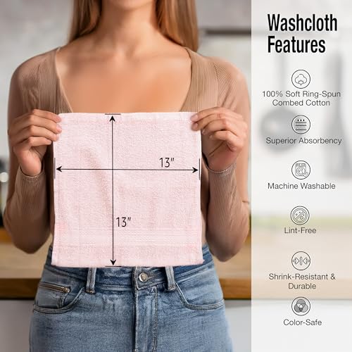 Living Fashions 12-Pack Washcloths 13x13 Soft Cotton