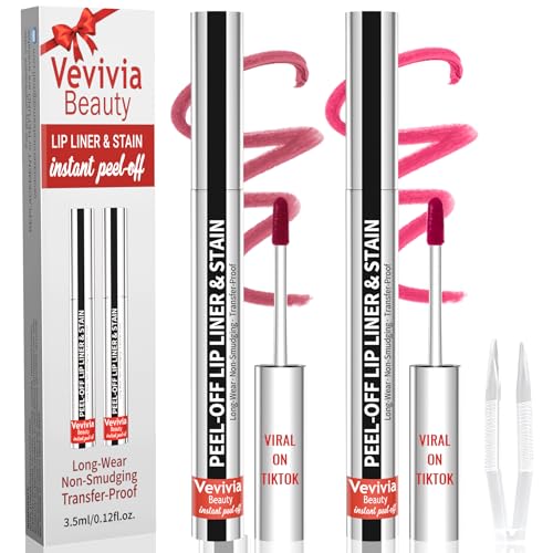 Vevivia Peel Off Lip Stain 2-in-1 Liner, Long-Lasting Waterproof