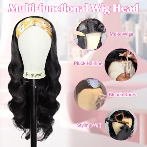 Firstwon 22 Inch Tripod Wig Head Mannequin for Hair Styling & Wig Making