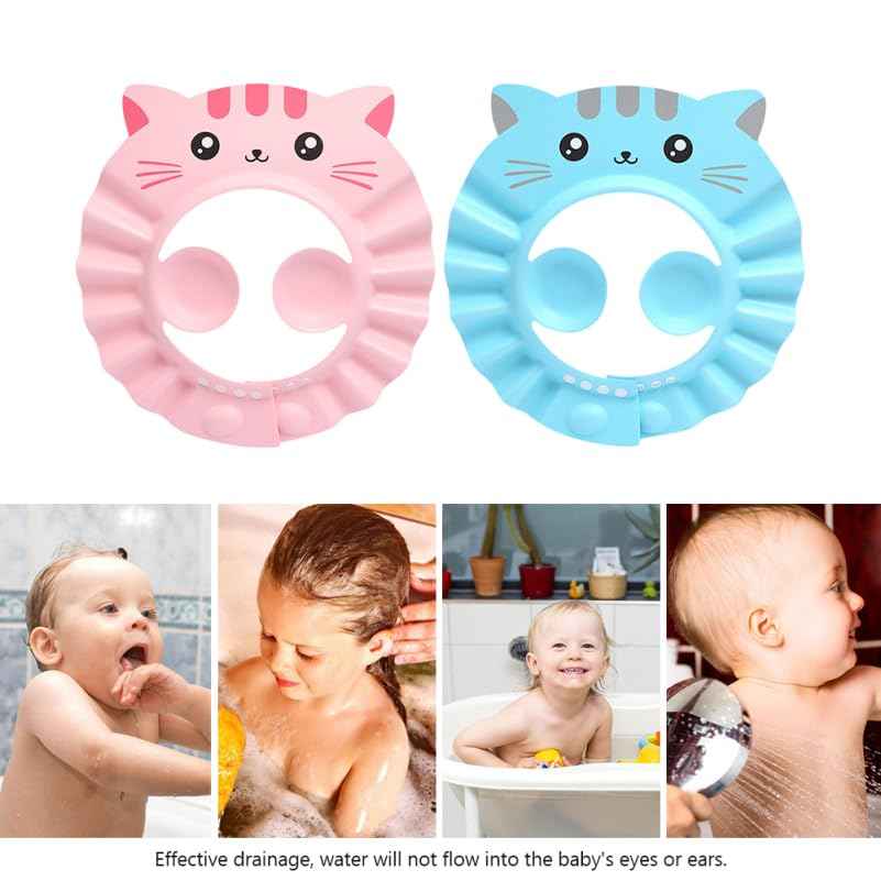 Totority Waterproof Baby Bath Cap with Adjustable Ear Cover 2 Pack Infant Shower Hat for Toddler Shampoo Protection and Comfortable Bathing