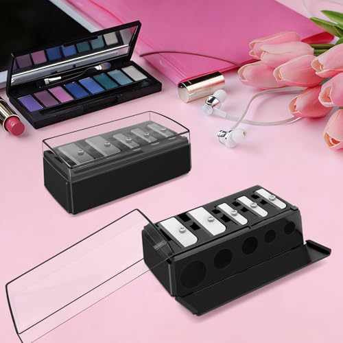 5-Hole Cosmetic Pencil Sharpener with Lid (2-Pack) - Eyeliner & Lip Liner Tool