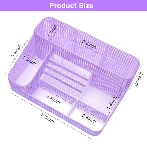 ANRUI Nail Drill Bit Holder, 28 Holes Plastic Nail Drill Machine & Bits Storage Case, Professional Nail Desk Organizer for Manicure Tools Gift for Women and Girls- Diamond Purple