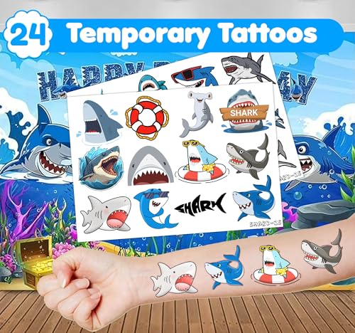 36PCS Shark Party Favors Set - Tattoos & Stamps