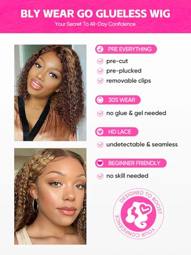 Water Wave Bob Wig Human Hair 14" Glueless Wig