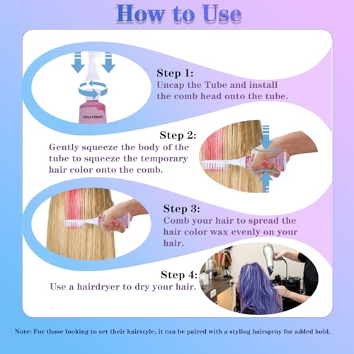 Temporary Hair Chalk Wax Kit, 4 Colors for Kids