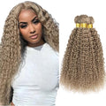 Ash Blonde Curly Wave Human Hair Bundles - #22, 3 Pack, 18-22 Inch