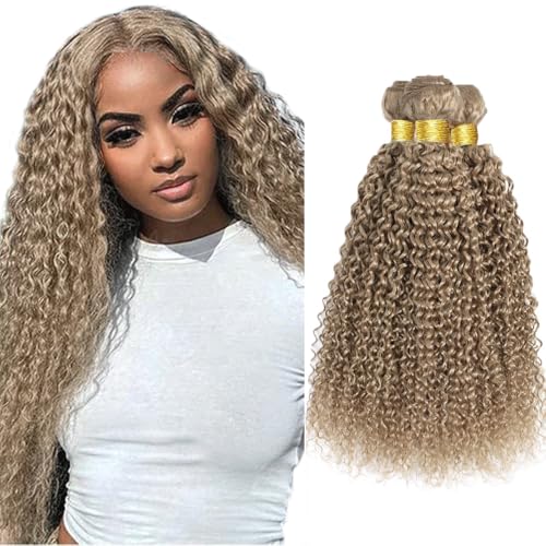 Ash Blonde Kinky Curly Human Hair Bundles - 16 to 20 Inch