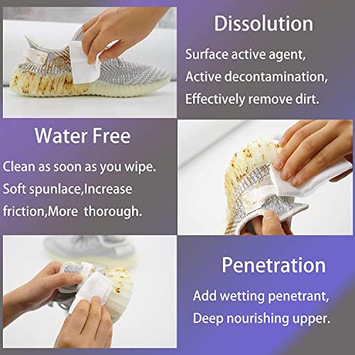Mygezi 2 Pack Shoe Wipes Cleaner - 60 Disposable Quick Wipes for Dirt & Stains