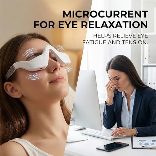 Under Eye Red Light Therapy Glasses - 1PC Microcurrent & Red Light Eye Care Device Helps Reduce The Look of Eye Puffiness, Dark Circles & Fine Lines, Lightweight Portable Eye Massager