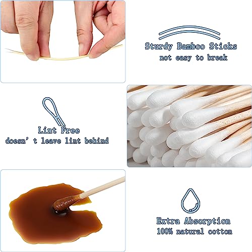 6 Inch Bamboo Cotton Swabs, 500 PCS Lint-Free Applicators