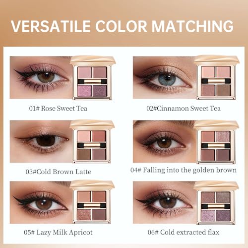 Light Peach Pink Mocha Brown Eyeshadow Palette with Mirror