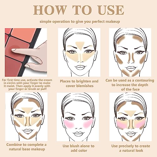 HOSAILY 12-Color Cream Blush & Concealer Palette - Long-Wear Makeup