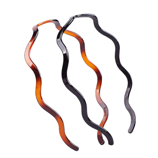 Fodattm 2PCS Women Hard Plastic Headband Hair Hoop Black and Brown High-grade Headwear Hairband