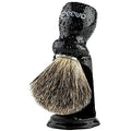 Anbbas Badger Shaving Brush and Stand,Black Wood Handle Brush with Contracted Design Resin Shaving Stand,2in1 Kit for Men Clsoe Shave