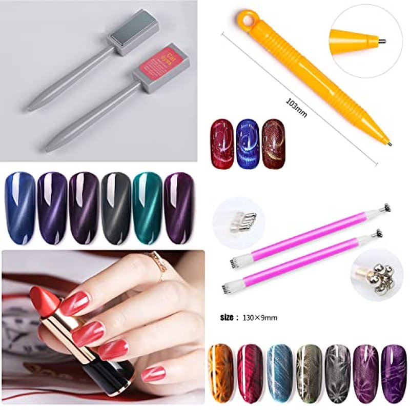 10-Piece Cat Eye Nail Magnet Set with Double-Headed Tools