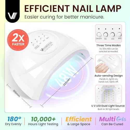 VANREESA Gel Nail Polish Kit with U V Light and Nail Drill Kit 65 Pcs Gel Polish Nail Set 35 All Season Colors Nail Polish Set Base Coat & 4 Effects Top Coat Complete Nail Kit Gifts for Women