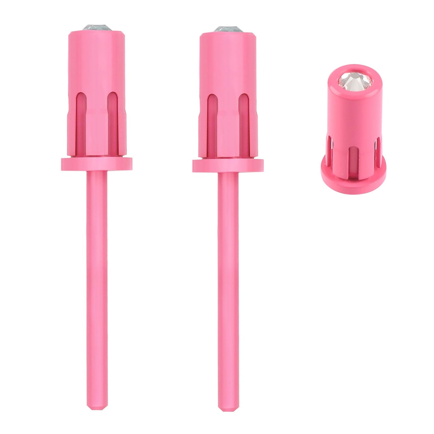 BQAN 2Pcs Nail Drill Mandrel Bit - Crystal Top Easy Off Nail Drill Bits for Sanding Bands, Suitable for Acrylic Nails, Gel Manicures and Pedicures (Pink)