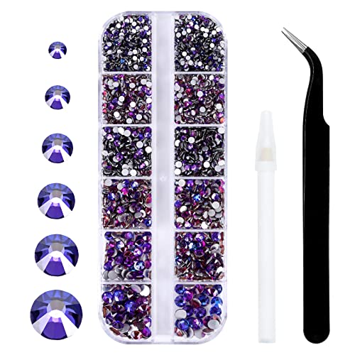 3792 Pcs Magma Crystal Flatback Rhinestones Set for Nail, Art, Crafts, Makeup, Tumblers Glitter Round with Tweezers and Picking Pen(SS6~SS20)