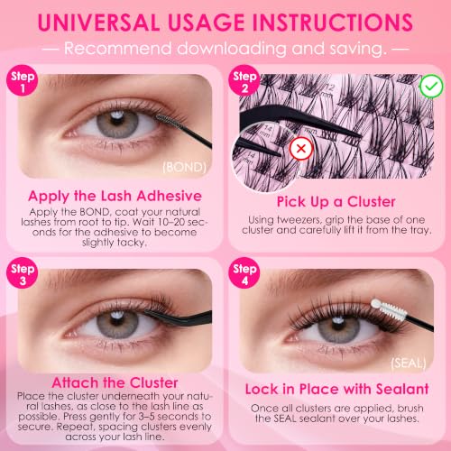 Wispy Eyelash Clusters Kit - 300pcs C Curl Individual Lashes
