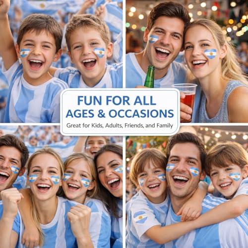Argentine Flag Temporary Tattoos - 10 Pack Waterproof