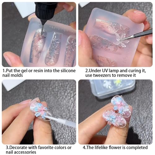 3D Flower Silicone Nail Molds for DIY Nail Art Charms