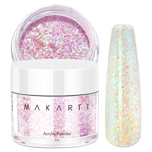 Makartt Acrylic Powder 2oz Pink Colored Glitter Acrylic Nail Powder DIY Nail Art for Beginner Acrylic Nail Powder Nail Extension Carving Gifts for Women Confetti Crush