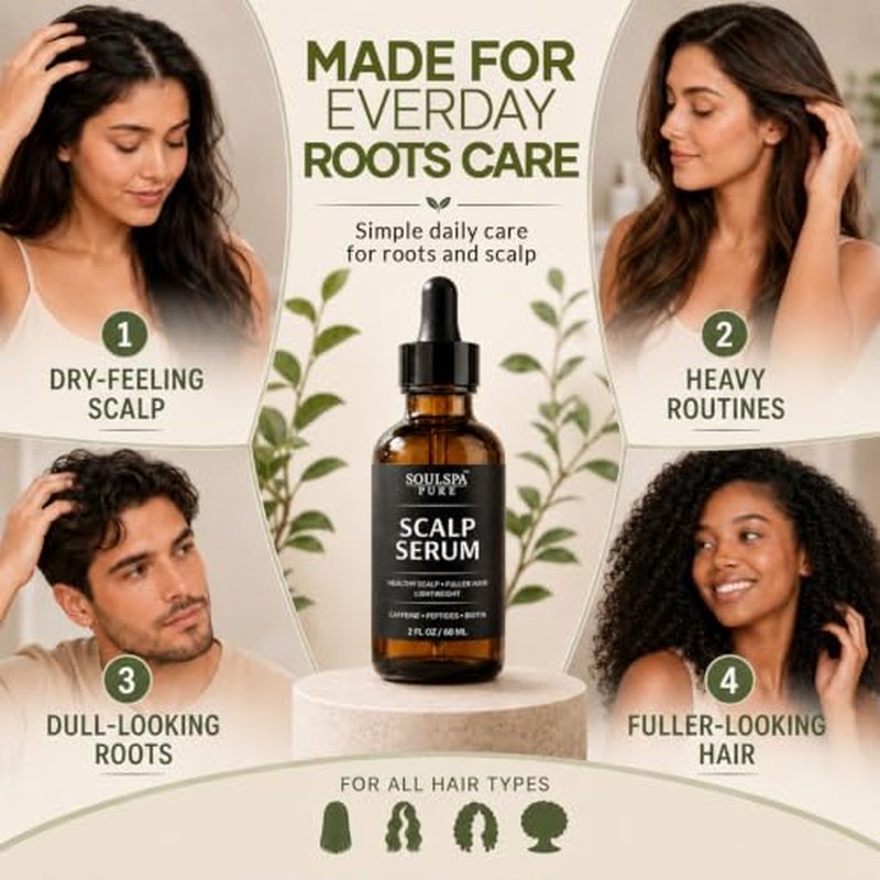 Scalp Serum for Thinning Hair with Caffeine & Biotin - 2 Fl Oz