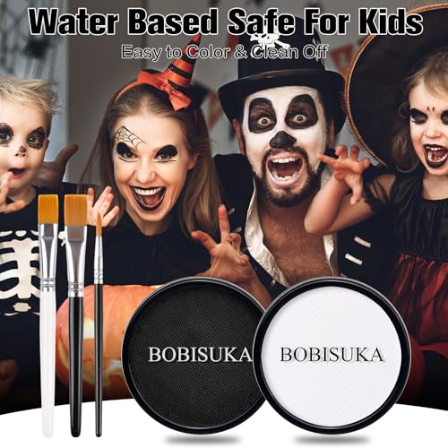 BOBISUKA Black White Face Paint Kit with Brushes