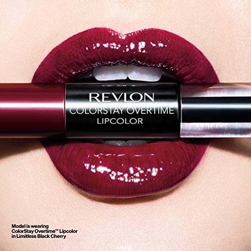 REVLON Liquid Lipstick with Clear Lip Gloss, ColorStay Overtime Lipcolor, Dual Ended with Vitamin E in Plums & Berries, 360 Endless Spice, 0.07 Oz