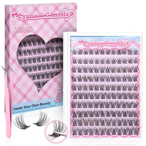 Self-Adhesive Cluster Lashes 120Pcs 10-16mm C-Curl Pre Glued