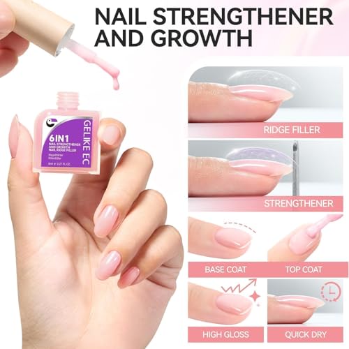 Gelike EC 6-in-1 Nail Hardener & Strengthener Treatment for Weak Nails