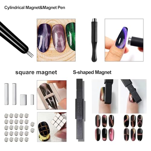 WOKOTO 38PCS Cat Eye Nail Art Magnet Set - Versatile Gradient Tools