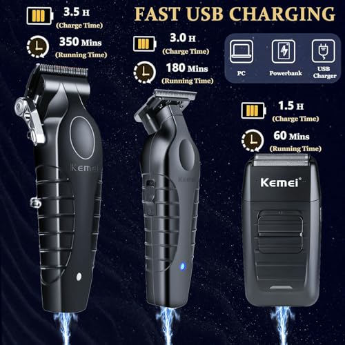 KEMEI Professional Men's Grooming Set - Hair Clippers & Beard Trimmer