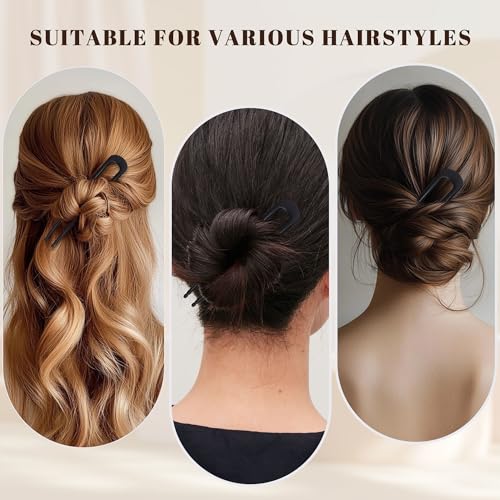 Black 6-Pack Metal French Hair Pins for Women U-Shape 3.9 Inch - Easy Styling