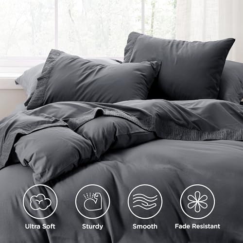 Bedsure King Size Sheets Grey - Soft Sheets for King Size Bed, 4 Pieces Hotel Luxury King Sheets, Easy Care Polyester Microfiber Cooling Bed Sheet Set