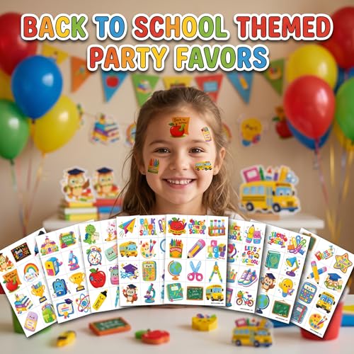 96 Back to School Temporary Tattoos for Kids | School Theme Designs