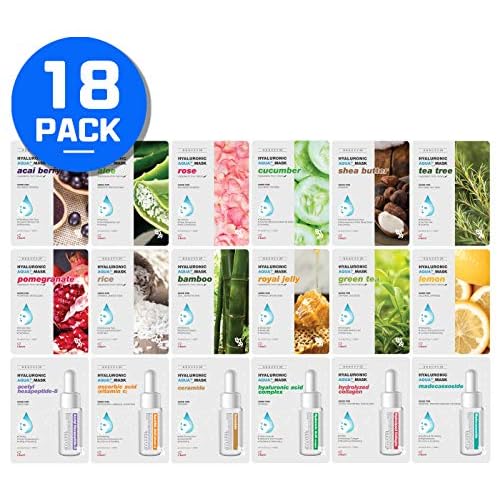 Hyaluronic Aqua Plus Essence Full Face Facial Sheet Mask 18 Sheets Combo - VALUE SET