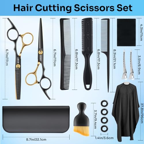 AULikY 15-Piece Hair Cutting Scissors Kit | Professional Stainless Steel Shears